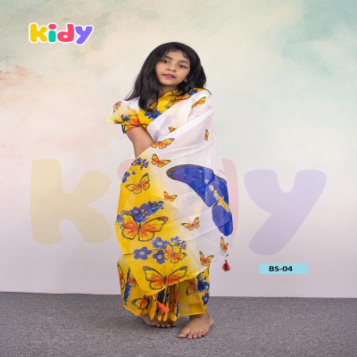 BS-04 বেবি রেডি হাফ সিল্ক প্রিন্ট শাড়ি