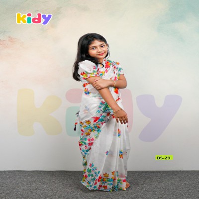 BS-29 বেবি রেডি হাফ সিল্ক প্রিন্ট শাড়ি