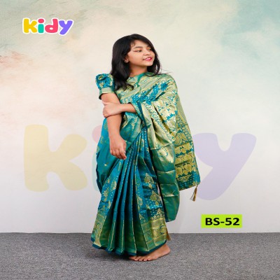 BS-52 বেবি রেডি জরি কাতান শাড়ি